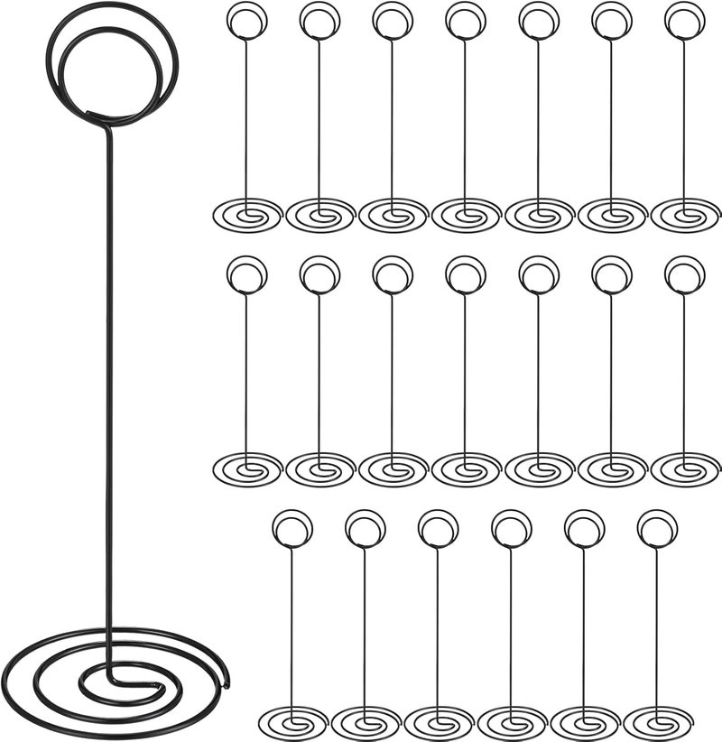 TecUnite 24 Pack 8.86 Inch Table Number Holder Wire Photo Holder Picture Name Menu Clips Memo Note Cards Stand for Wedding Reception Anniversary Birthday Centerpieces(Black) - Image 1